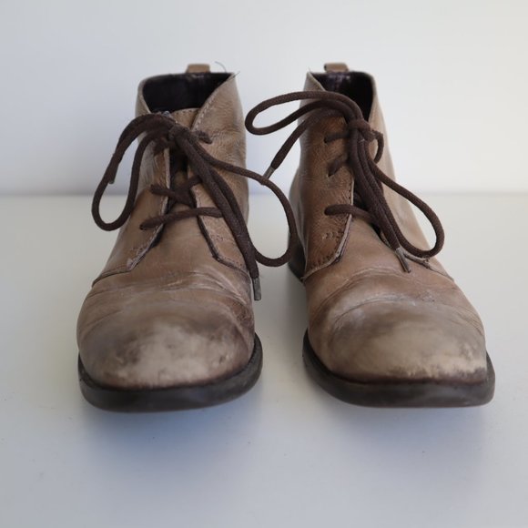 Lavorazione Artigiana Brown Leather Lace-Up Desert Ankle Boots, Size 6 - Picture 2 of 15